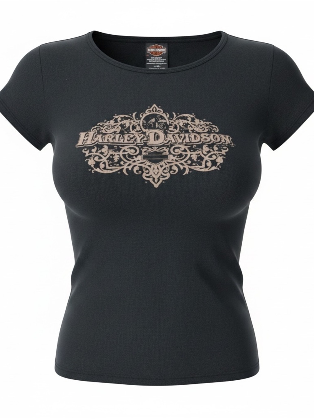 Harley-Davidson Black Tee with Light Brown Decorative Logo - XL - runs small